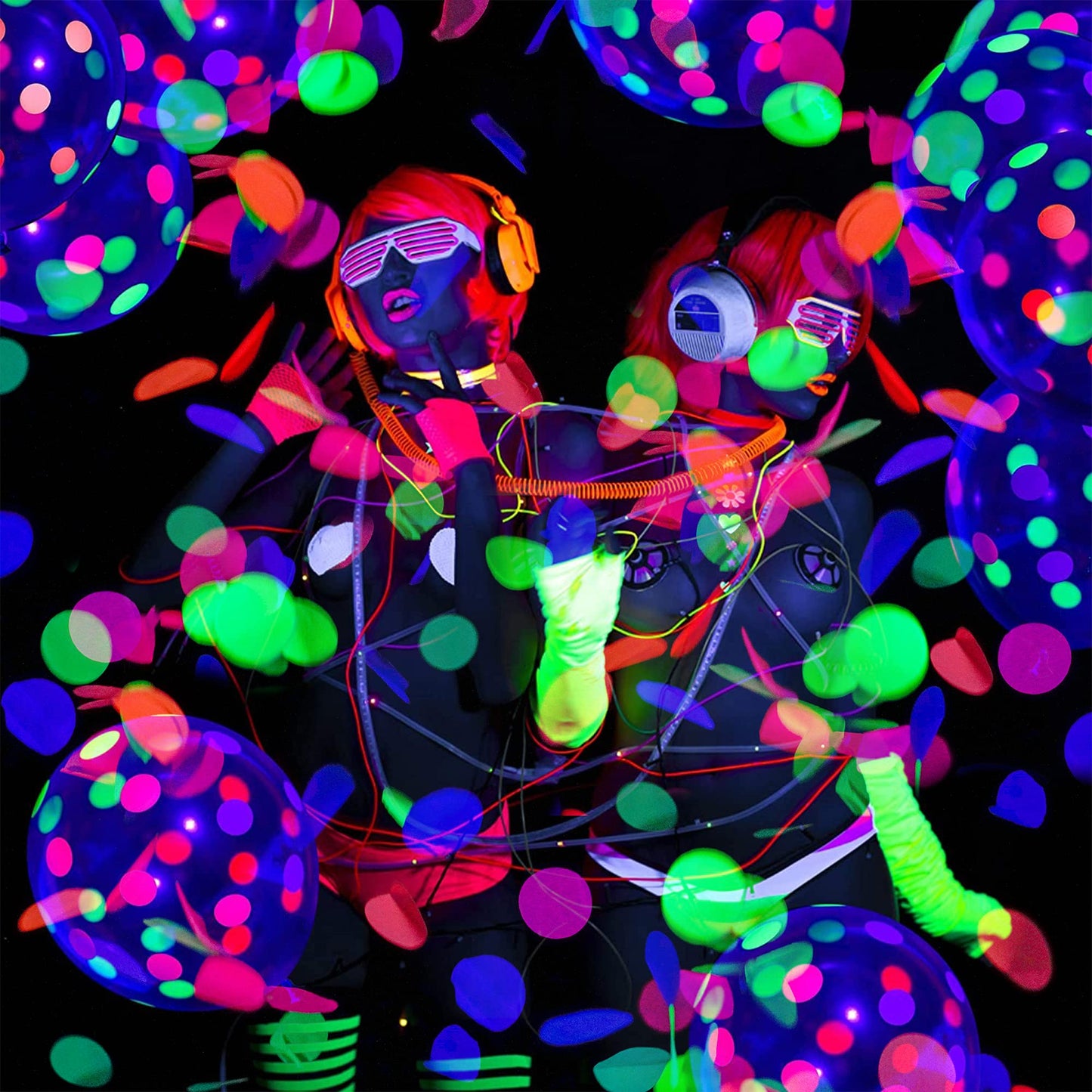 10000 pieces UV Neon Round Confetti 5 Colors Neon Fluorescent Tissue Confetti Dot Blacklight Glow Party Confetti for Blacklight Neon Party, Birthday, Wedding Supplies