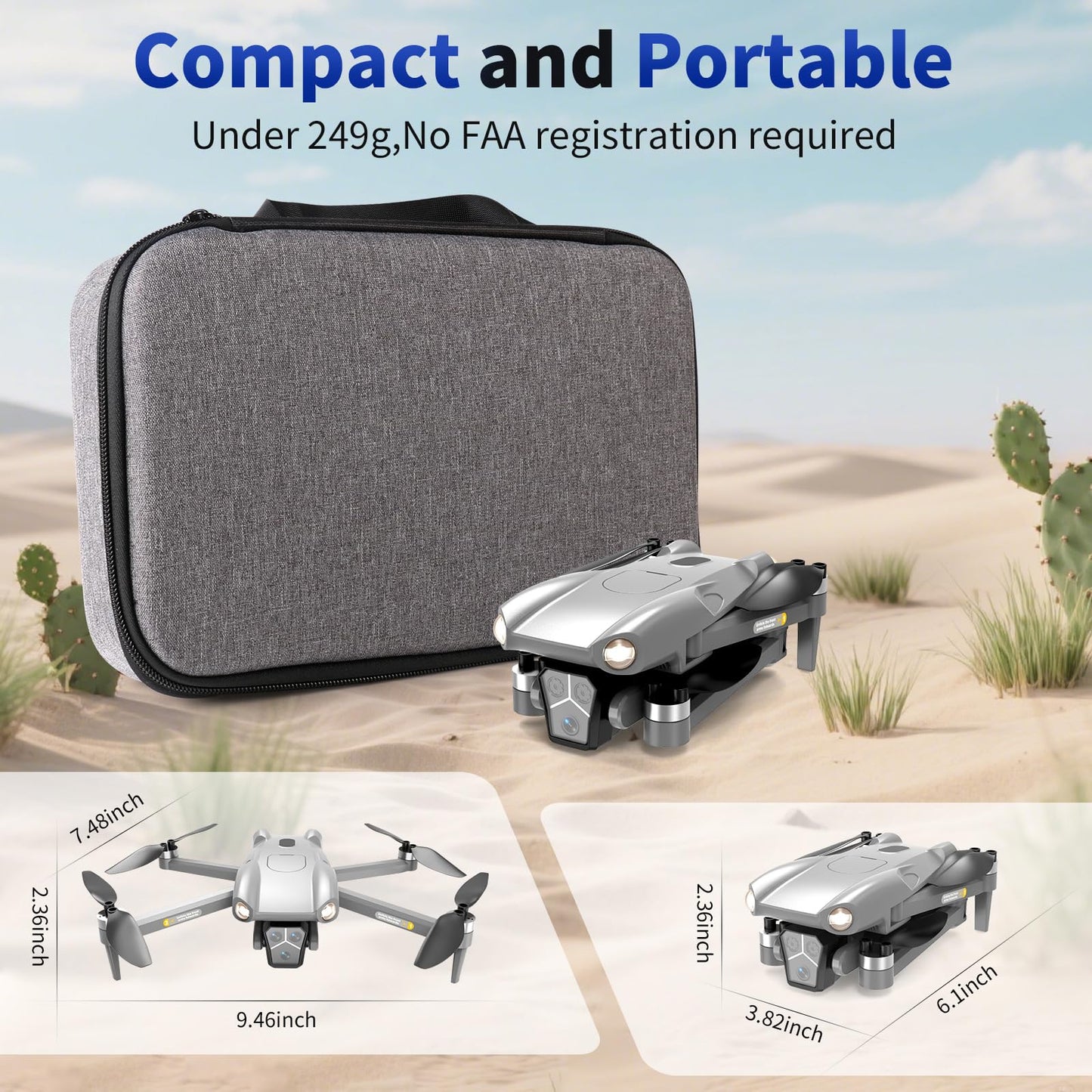 Dwi Dowellin GPS Drone with Camera for Adults,2K HD RC Plegable Drones with Auto Return,Follow Me and Lightweight,2 PCS Batteries for Long Flight Time,Easy Fly Quadcopter for Kids & Beginners