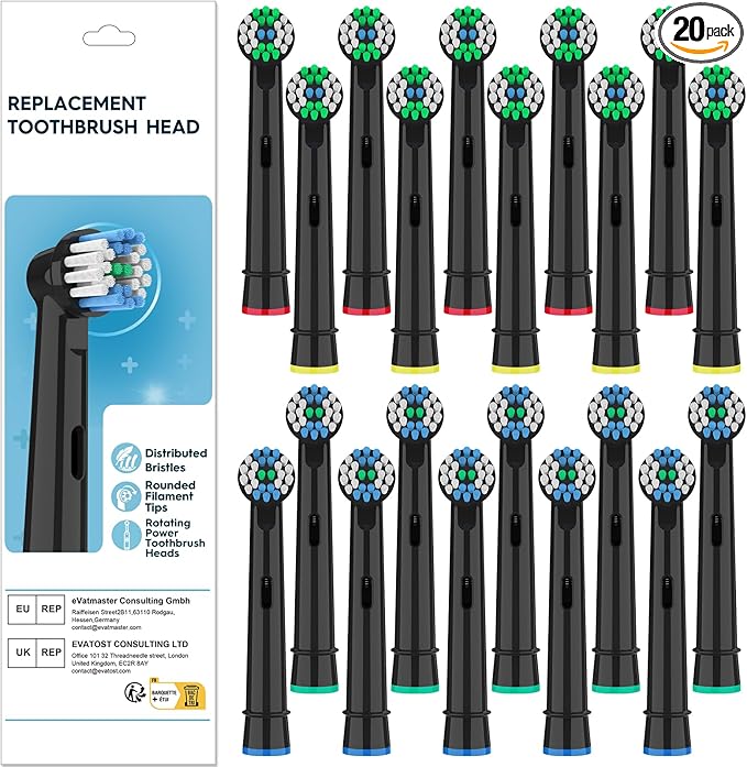 Replacement Toothbrush Heads Compatible with Oral B Pro 1000 Electric Toothbrush,Replacement Brush Heads Refill for Genius X,Smart 1500,Pro 5000,20 Count