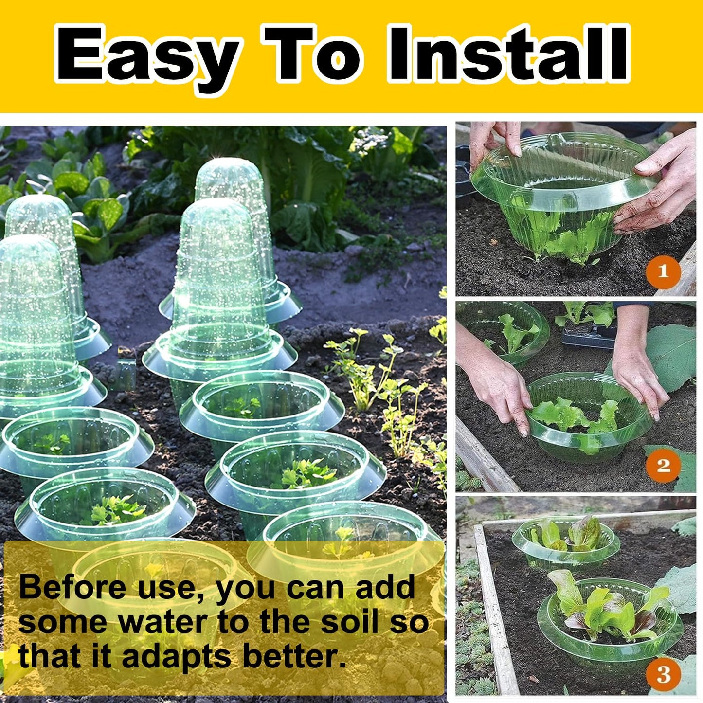 Slug Collars and Garden Cloches Set，Provides Effective Protection Against Snails for Your Salad Plants and Others Plants.(15 Pack)