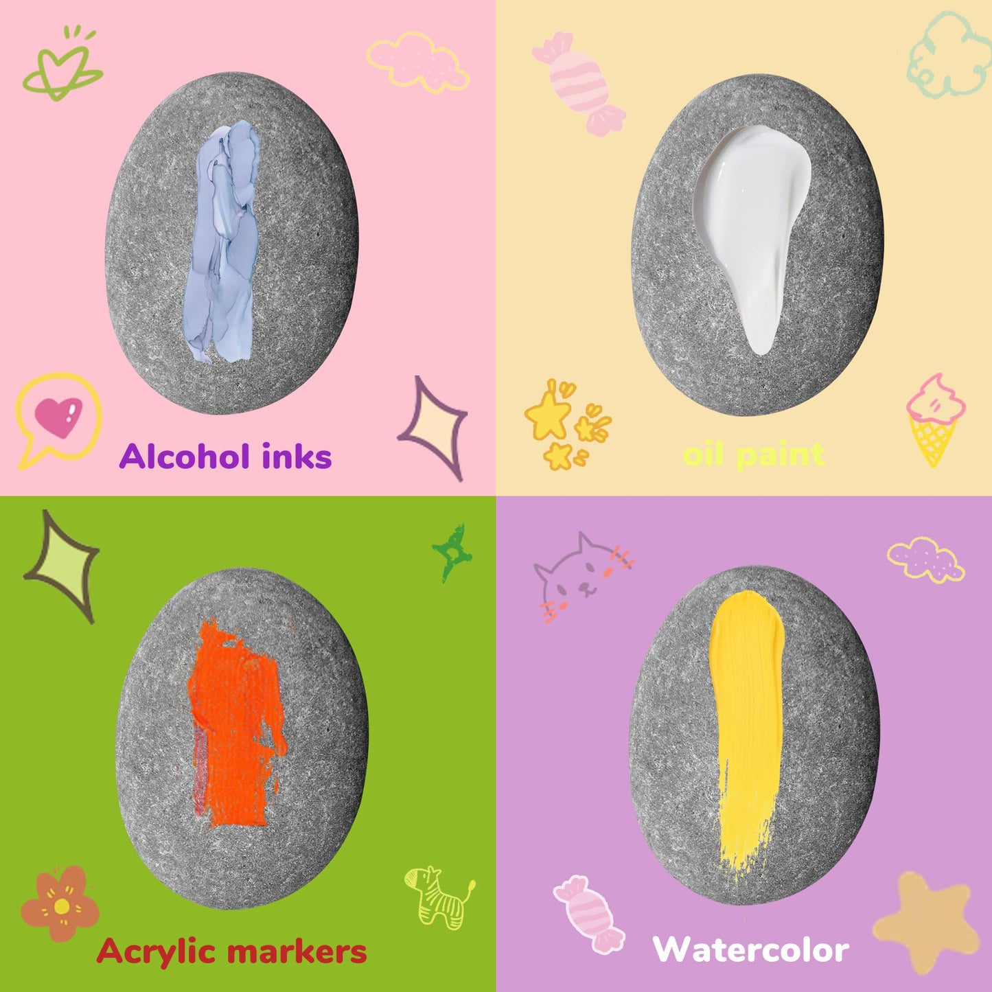 RITOLLO 26PCS River Rocks for Painting 2-3 Inch Flat Smooth Rocks to Paint Alphabet Natural Stones Bulk for Kids, Arts & Crafting Easter Gift Spring Project