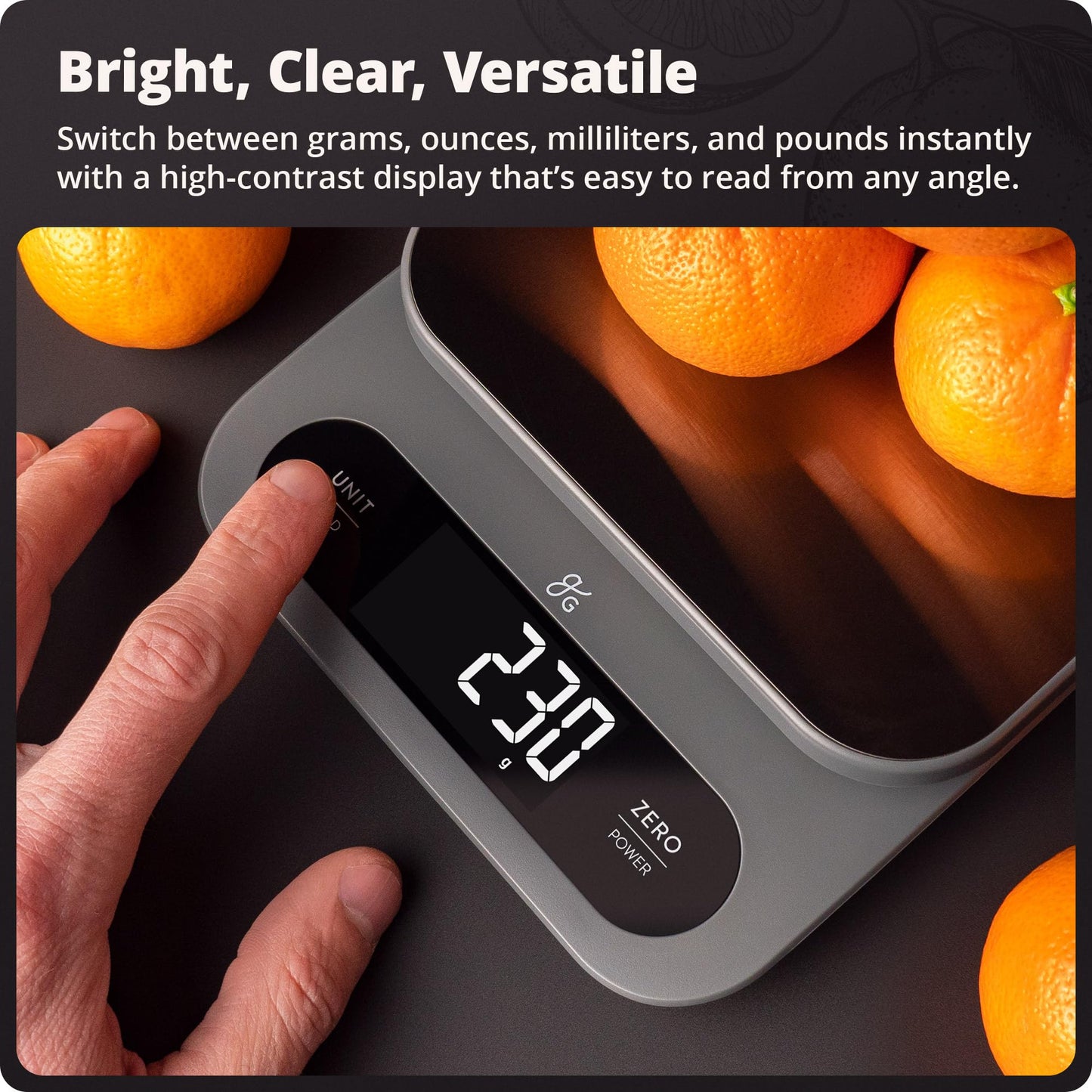 Greater Goods Digital Food Scale for Kitchen & Baking, 10kg/22lb High-Capacity Weight Scale with 1g Precision, Stainless Steel Platform, Hi-Def LCD, Ideal for Bread, Sourdough & Bulk Cooking