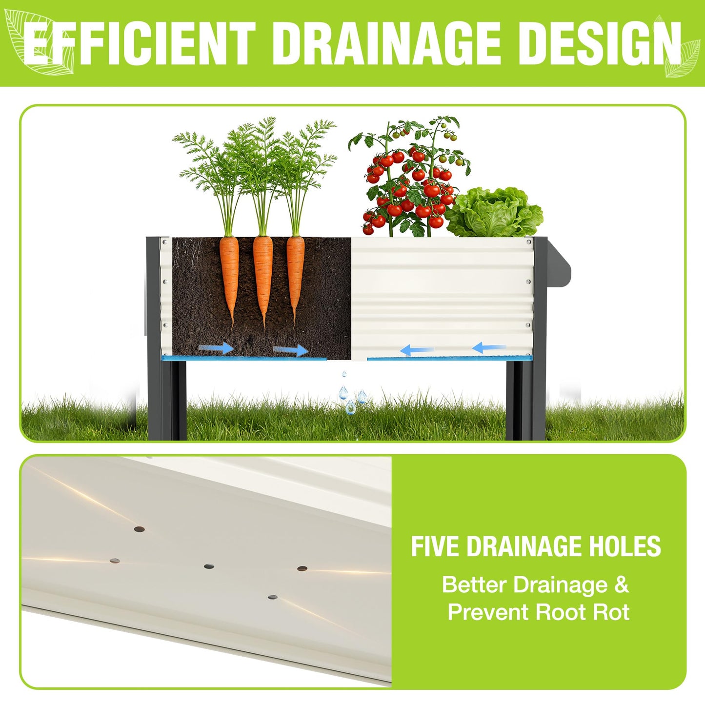 WORKPRO Galvanized Raised Garden Bed with Legs & Wheels, 37x14.6x31.6in, 400LB Capacity Elevated Planter Box for Garden, Backyard, Patio & Deck, White