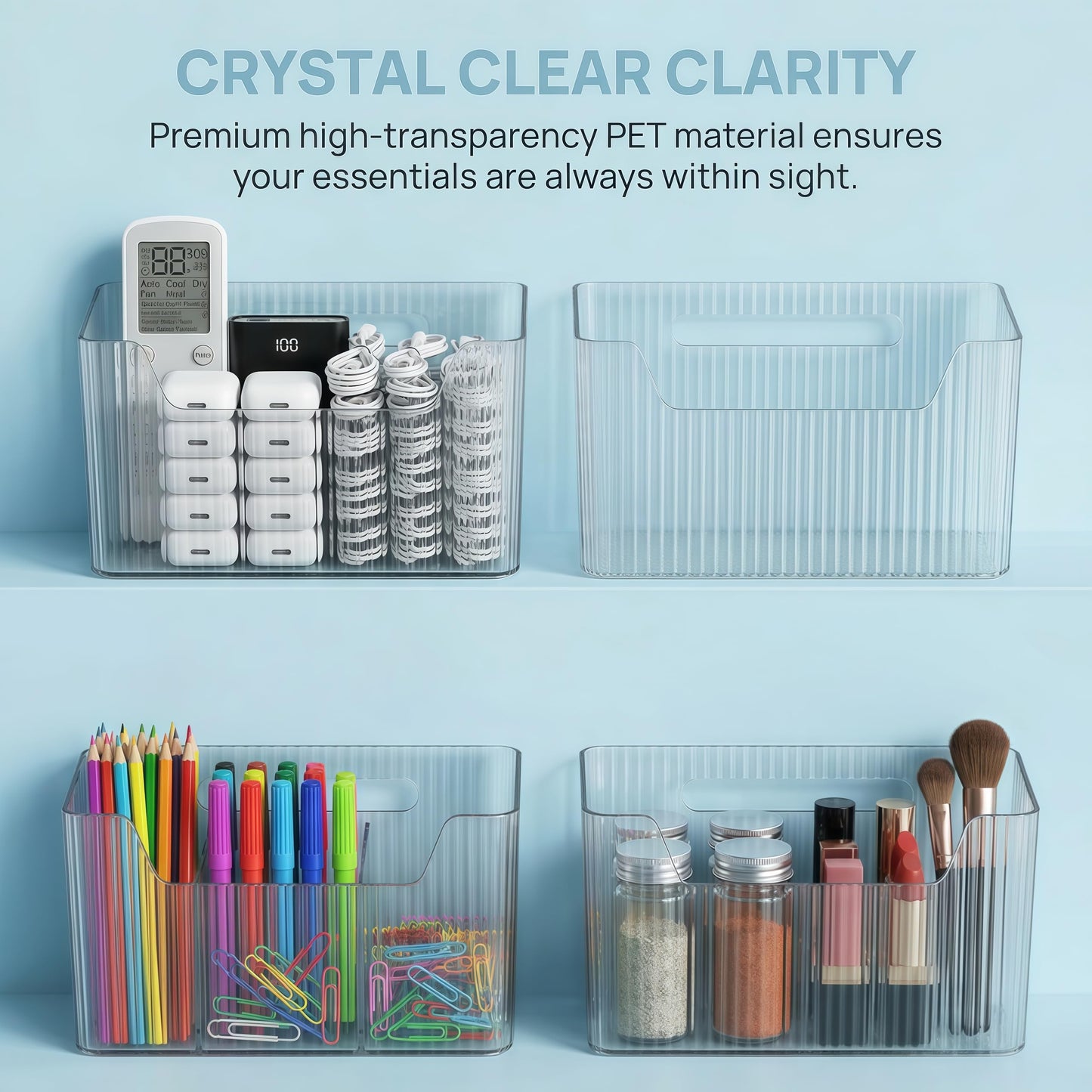 SXSWNSDLX 2 Pack Cabinet Door Organizer, Clear Storage Caddy, Adhesive Wall Mounted Organizer Bins, with Self Adhesive Tape, for Bathroom, Kitchen, Cabinet, Living Room