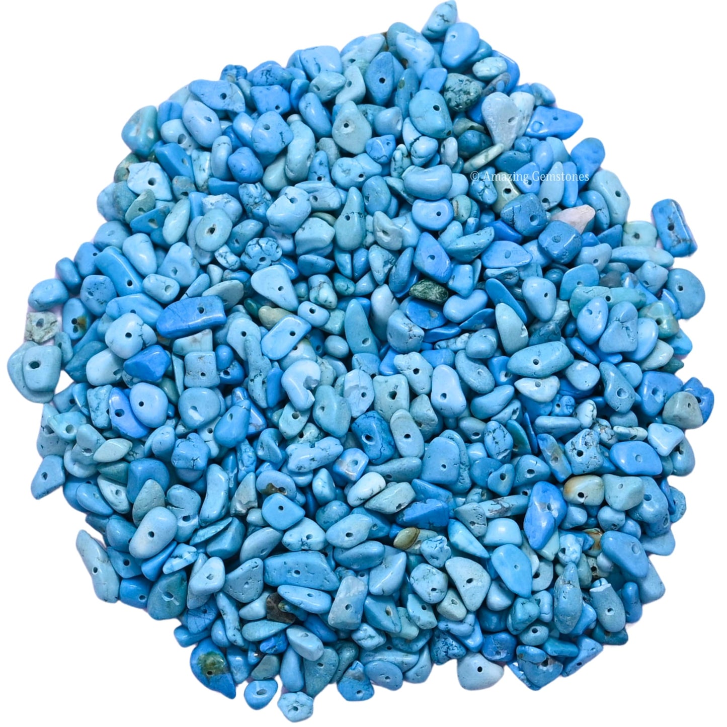 Amazing Gemstone Turquoise Pre Drilled Crystal Crushed Chips Beads for Bracelets Making, DIY Handmade Natural Healing Crystals (25 Inch Strand)
