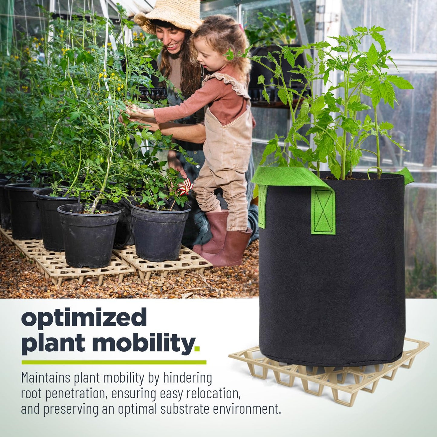Cannrise Plant Riser – Modular Pot Spacer for Grow Bags, Planters & Containers – UV Resistant Drainage Tray for Airflow, Root Health & Cleaner Surfaces (Standard White, 7 Pack)