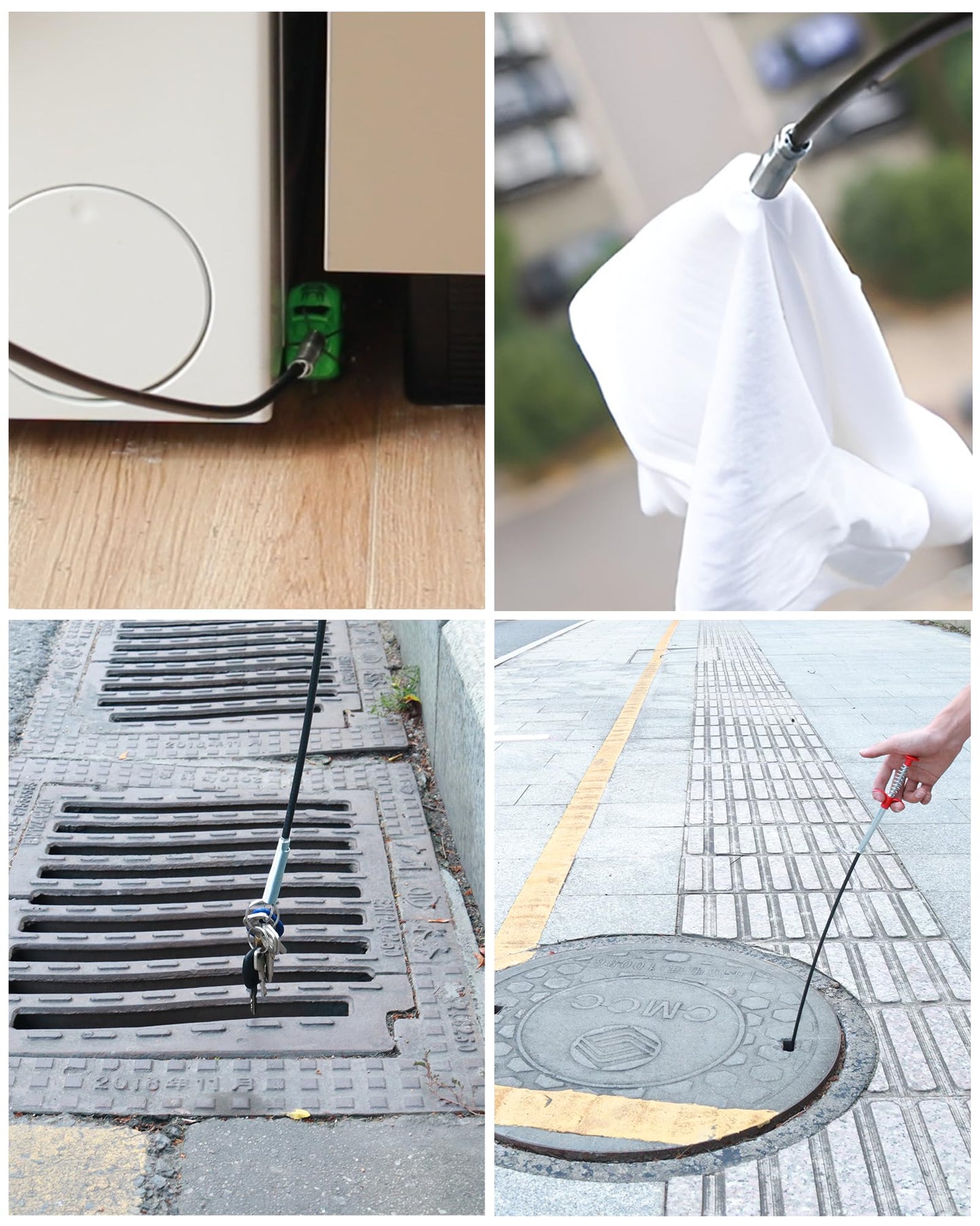 GDOMI 118" Flexible Grabber Claw Tool Reacher, Drain Snake Hair Drain Clog Remover Tool with 4 Claws Bendable Hose for Litter Pick, Home and Kitchen Sink, Drains, Toilet