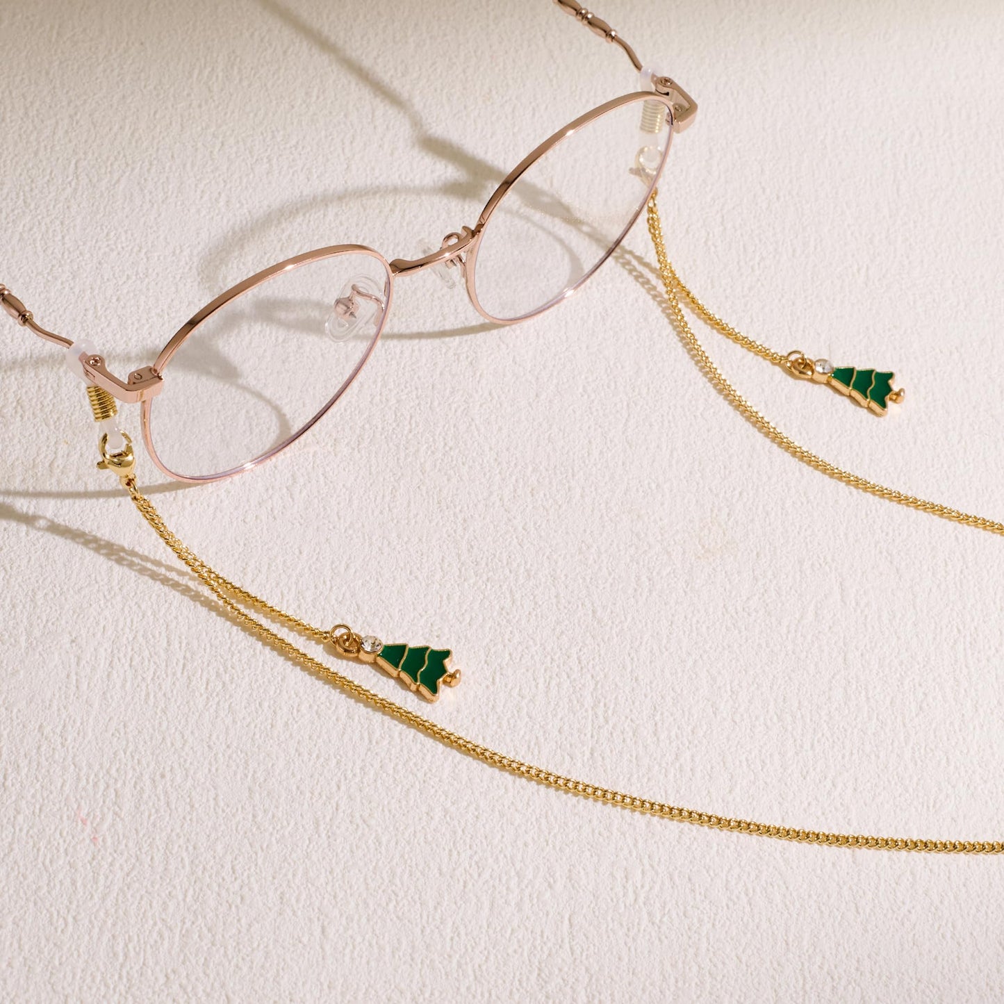 AllenCOCO Christmas Tree Glasses Chain, Glasses Strap For Women Sunglasses - 14K Gold Eyeglasses Chain, Eye Glasses Holders Around Neck