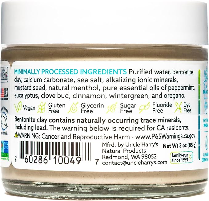 Uncle Harry's Spearmint Remineralizing Toothpaste | Natural Whitening Tooth Paste Freshens Breath & Promotes Enamel | Vegan Fluoride Free Toothpaste (2 Pack)
