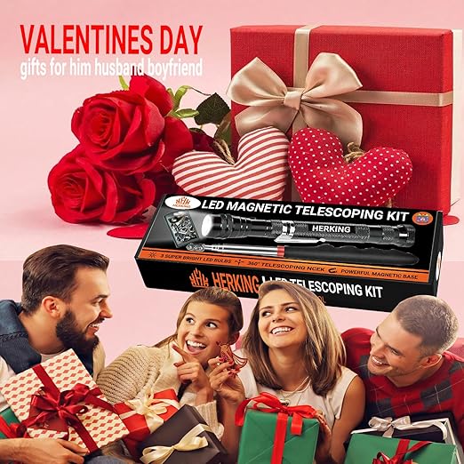 Mens Valentines Day Gifts for Him Telescoping Magnetic Pickup Tool Set - Inspection Mirror, Birthday Gifts for Men Dad Boyfriend Husband Mens Gifts Ideas 2-Pack