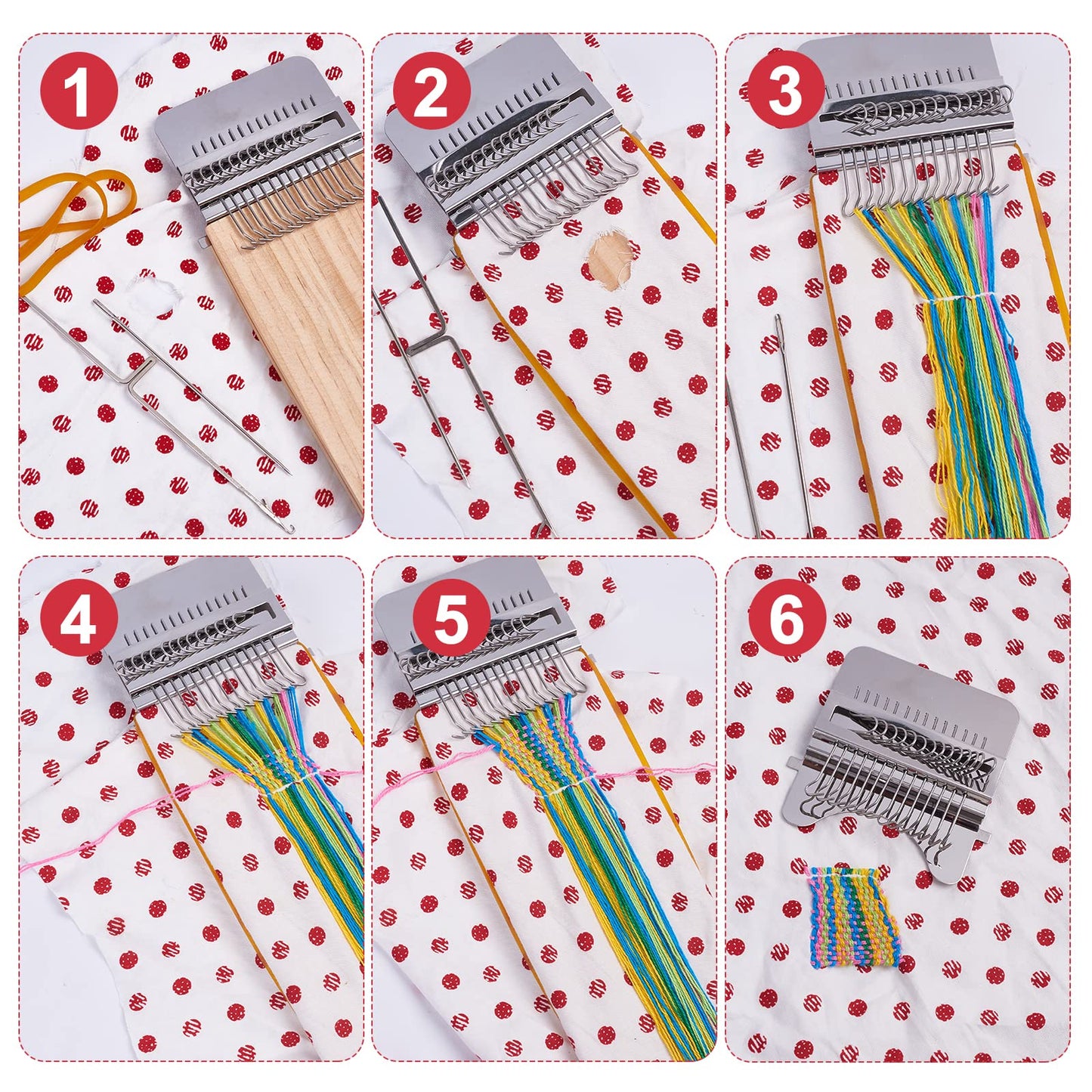 arricraft Wood Knitting Looms, Mini Weaving Frame Loom Kit with Pin Rubber Findings for DIY Weaving Arts, Repair Clothes, Mending Jeans