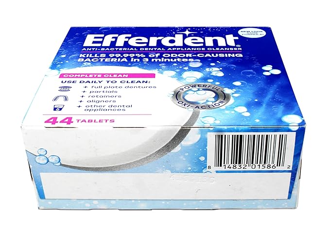 Efferdent Denture Cleanser Tablets, Complete Clean, Cleanser for Retainer and Dental Appliances, 44 Count, (Pack of 6)