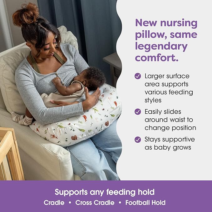 Boppy Nursing Pillow, Neutral Plants and Animals, Larger, More Supportive Pillow for Breastfeeding and Bottle Feeding; Firmer, Higher Lift, Larger Area Than Original Nursing Pillow; JPMA Certified