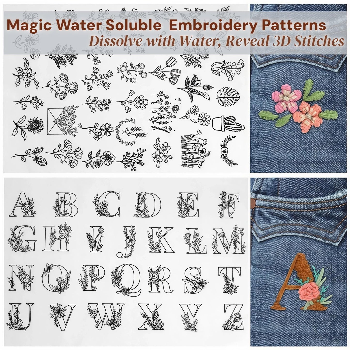 2026 Upgraded Embroidery Stitch Book & Complete Kit for Beginners | Includes Embroidery Hoop,86 Tools,65 Water-Soluble Patterns & 106 Stitches With Guides,Portable Craft Set for Adults & DIY Lovers