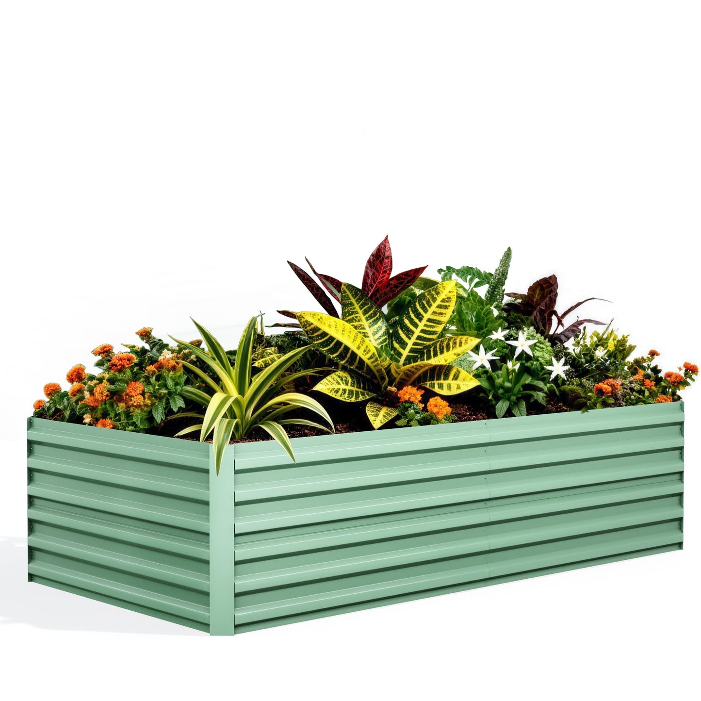 Garvee 8x4x2ft Galvanized Raised Garden Bed Outdoor,Rust-Resistant Raised Garden Beds for Gardening, Easy Assembly Outdoor Garden Box & Planters, Green