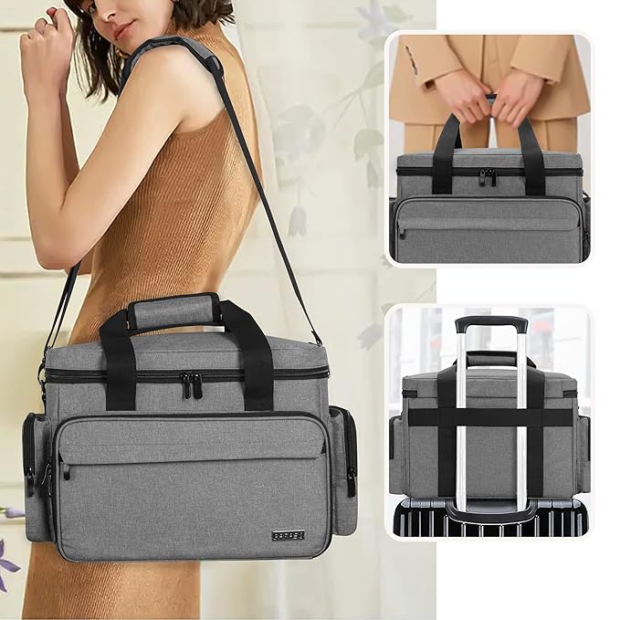 BAFASO Large Makeup Bag with 2 Removable Pouches and Detachable Dividers, Multifunctional Cosmetic Bag to Keep Makeup and Hair Supplies (Patent Pending), Gray