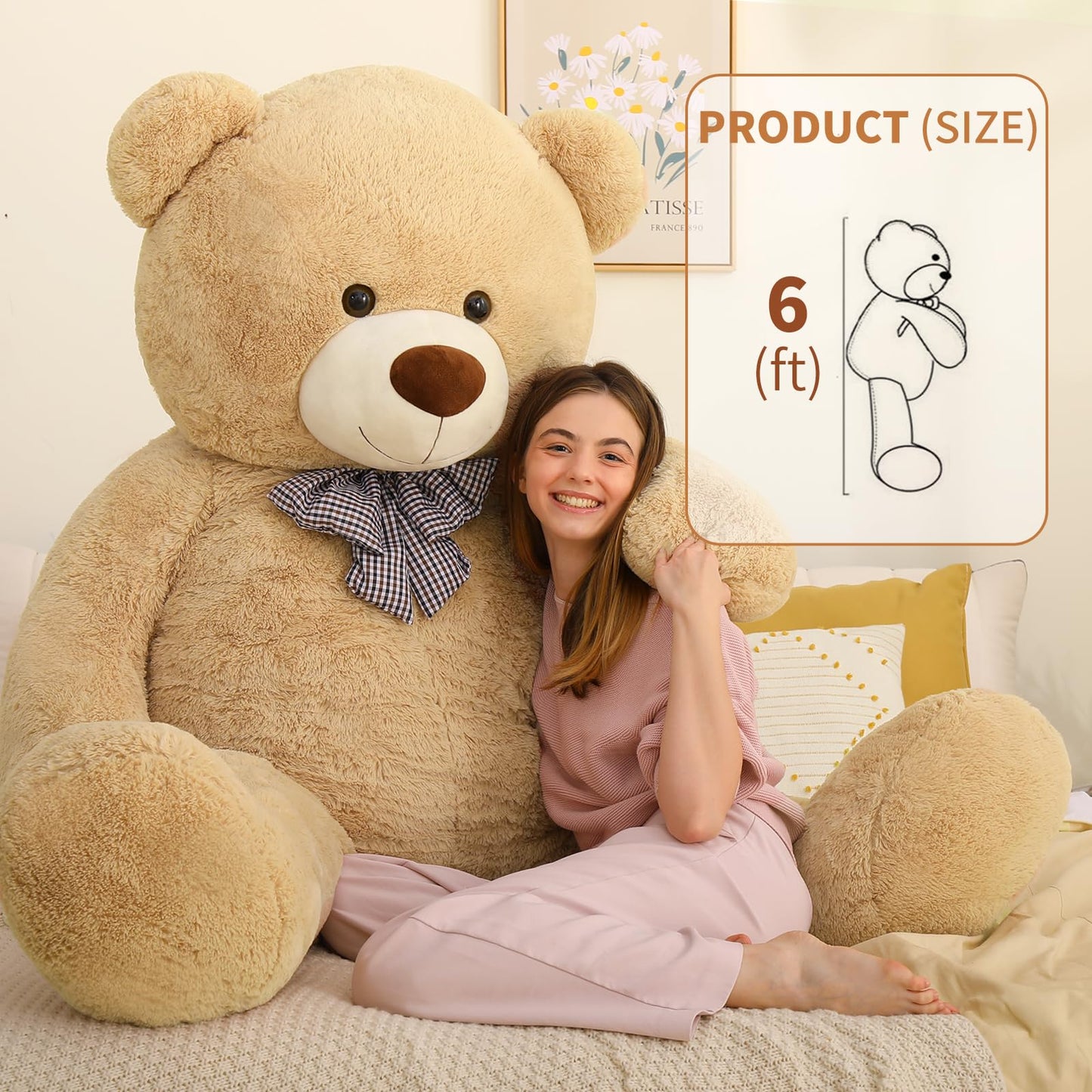 MaoGoLan Big Teddy Bear, 6 Feet Life Size Huge Plush Stuffed Animal, Adorable and Soft Teddy Bear Gift for Christmas, Valentine's, Birthday, or Long Distance