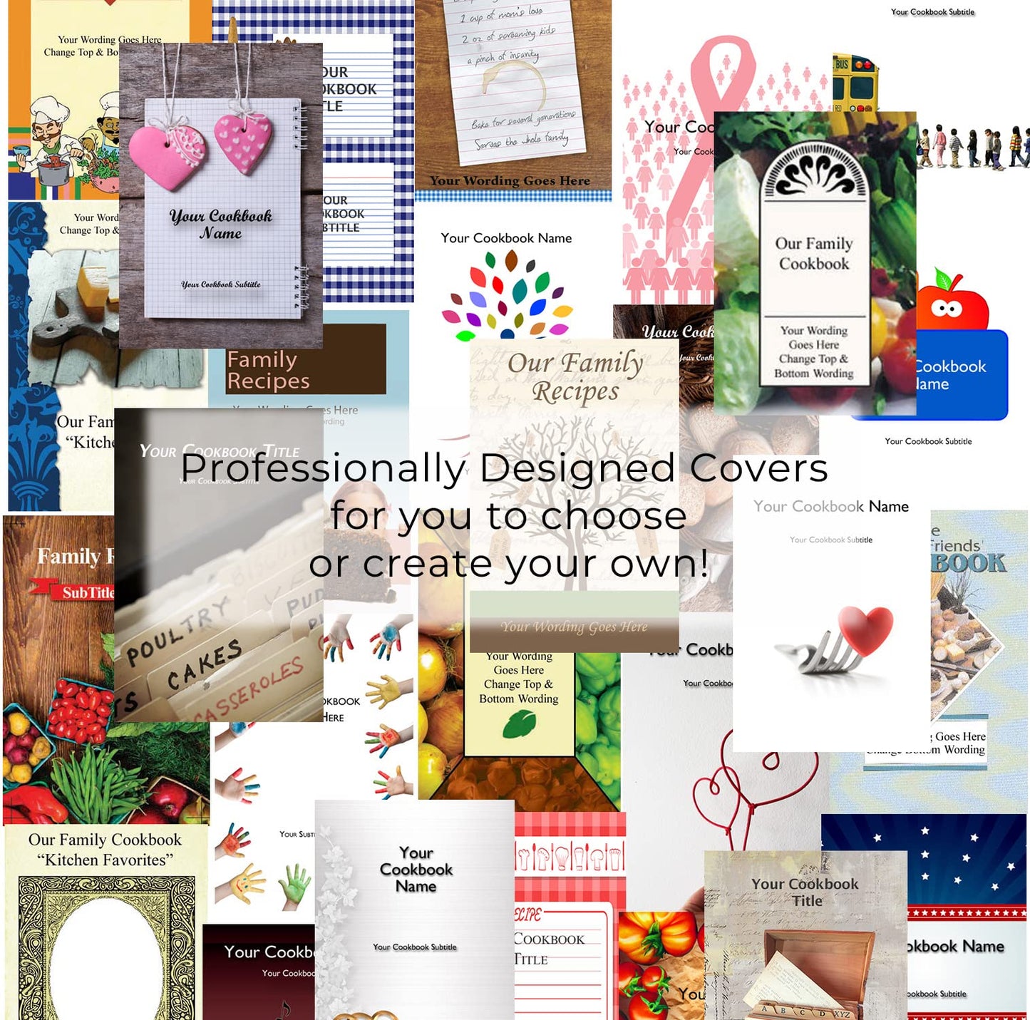 Personalized Cookbook Making Kit Including 1 Printed Cookbook - Fun, Convenient and Easy to Use: Preserves Family Recipes for Future Generations. Makes A Great Gift!