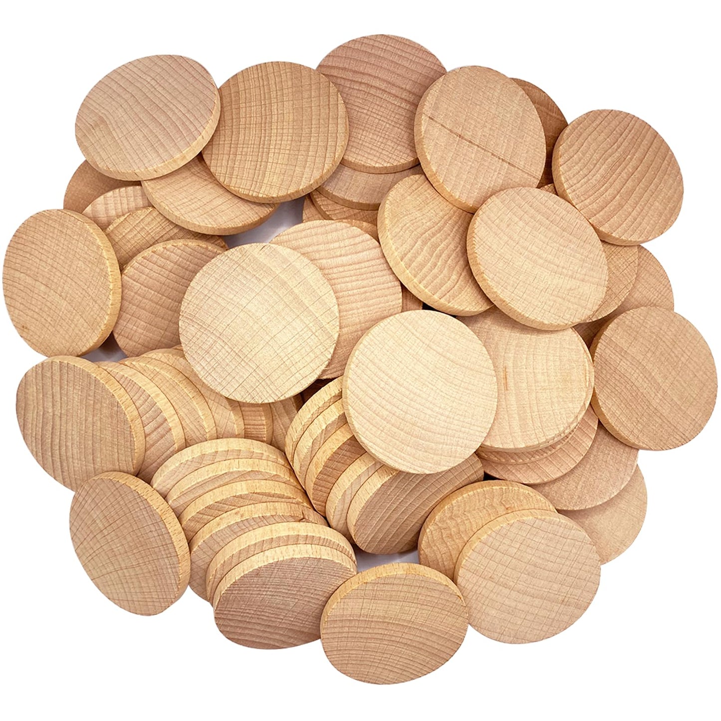RMSPO 2inch Round Wood Coins,60 Pack Wood Circles Natural Wood Slices for Arts Supplies, Hand Crafts, DIY Projects