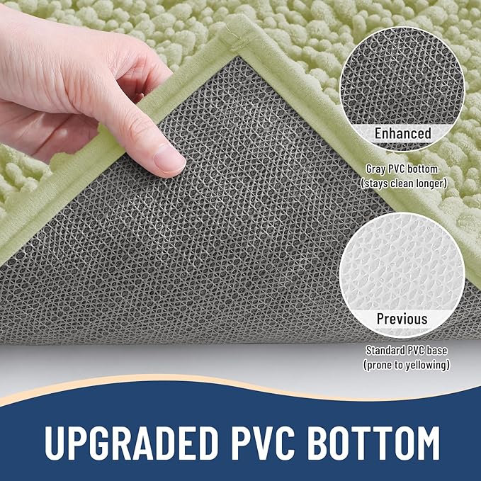 Arotive Luxury Chenille Bathroom Rug Mat, Extra Soft Thick Absorbent Shaggy Bath Rugs, Non-Slip Machine Wash Dry, Plush Bath Mats for Bathroom, Shower and Tub, 34x21, Vanilla