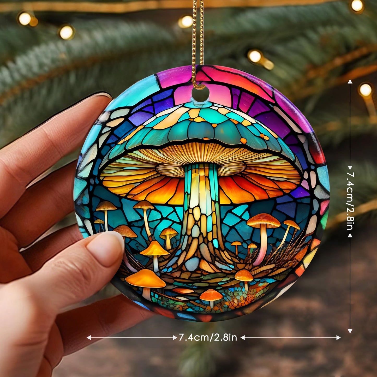 Stained Ceramic Mushroom Ornament - Christmas Ornaments & Home Decor for Mushroom Lovers