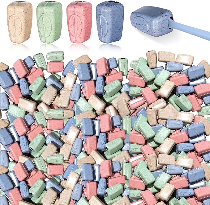 200 Pack Toothbrush Covers Portable Toothbrush Protector Coverings Clips Toothbrushes Caps Protector Family Toothbrushes Case for Travel, Camping, Bathroom(4 Colors)