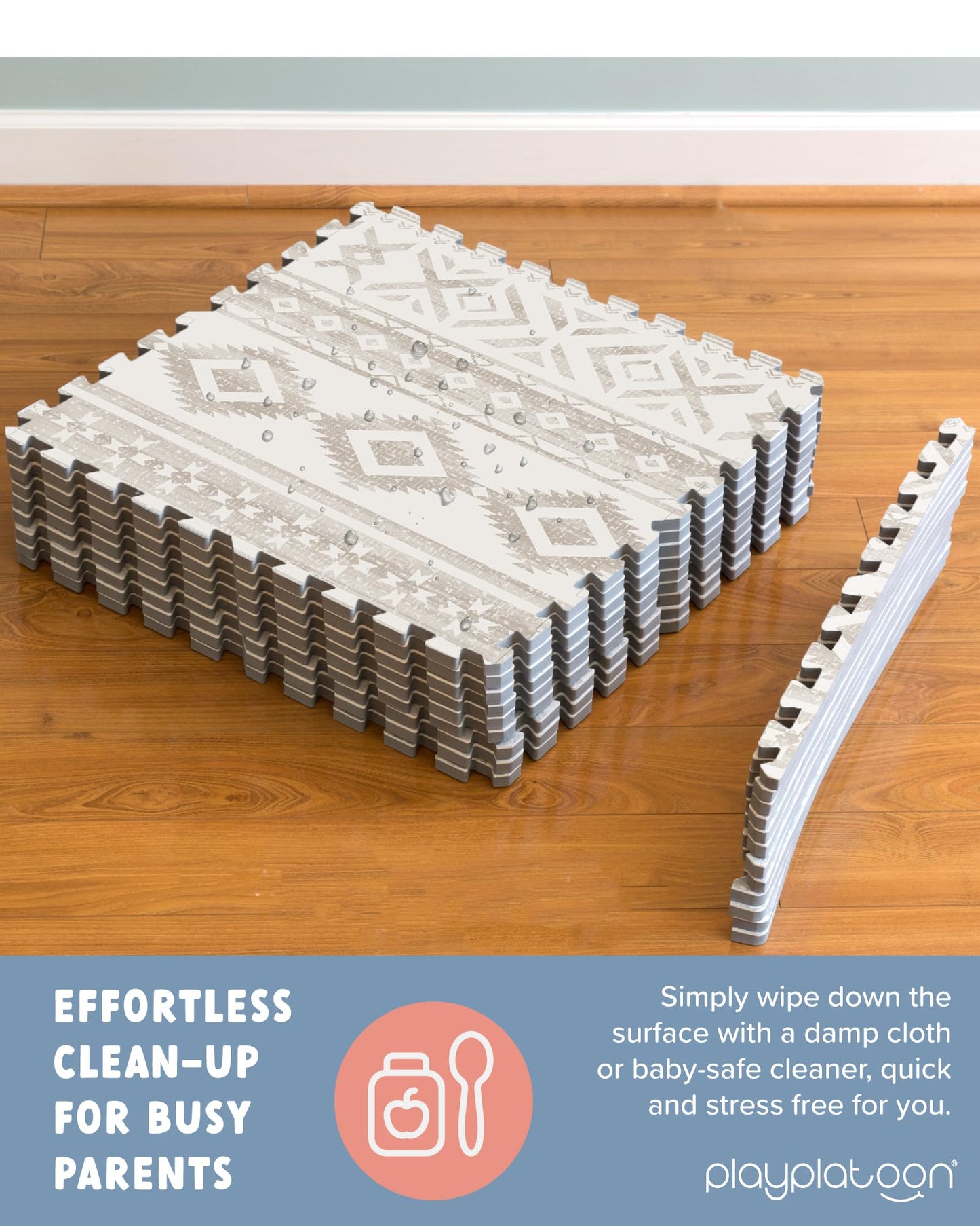 Play Platoon Large Baby Play Mat for Floor 9 Tile 72 x 72 in - Extra-Thick Interlocking Foam Tiles 24 x 24 in - Soft Puzzle Mats for Playroom - Neutral Playmat Rug - Canyon Print