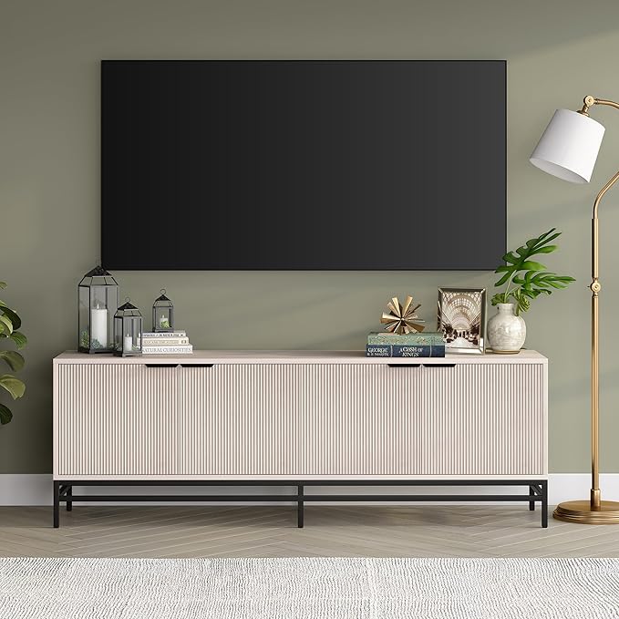 Henn&Hart Montello TV Stand, 70" Wide, White