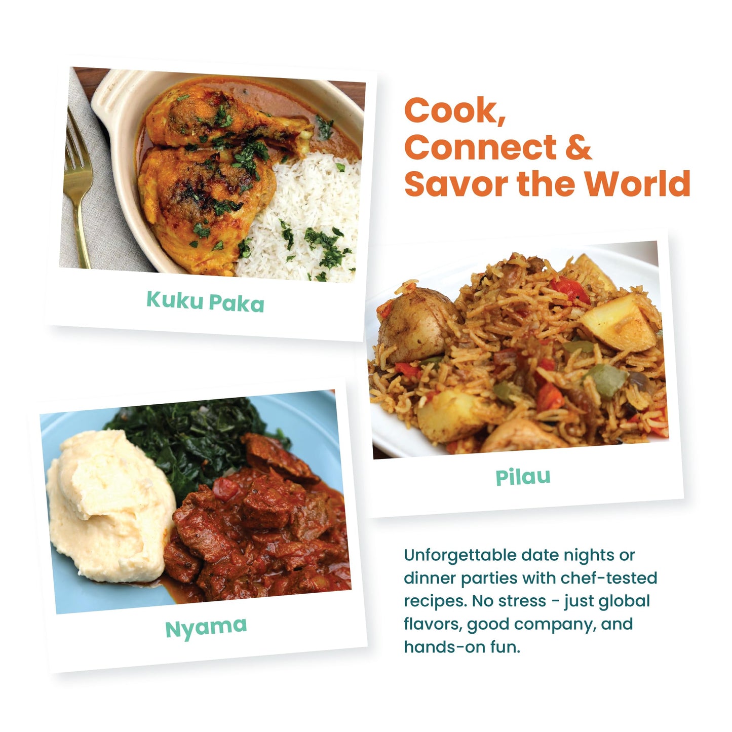 eat2explore Global Cooking Kit - Authentic Recipes, Essential Spices, Cultural Fun & Expert Drink Pairings - Perfect for Date Night and Dinner Parties (KENYA edition)
