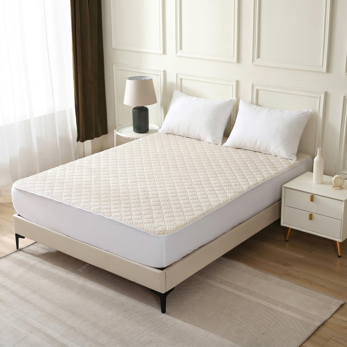 Luxury Quilted Organic Cotton Mattress Protector King Size