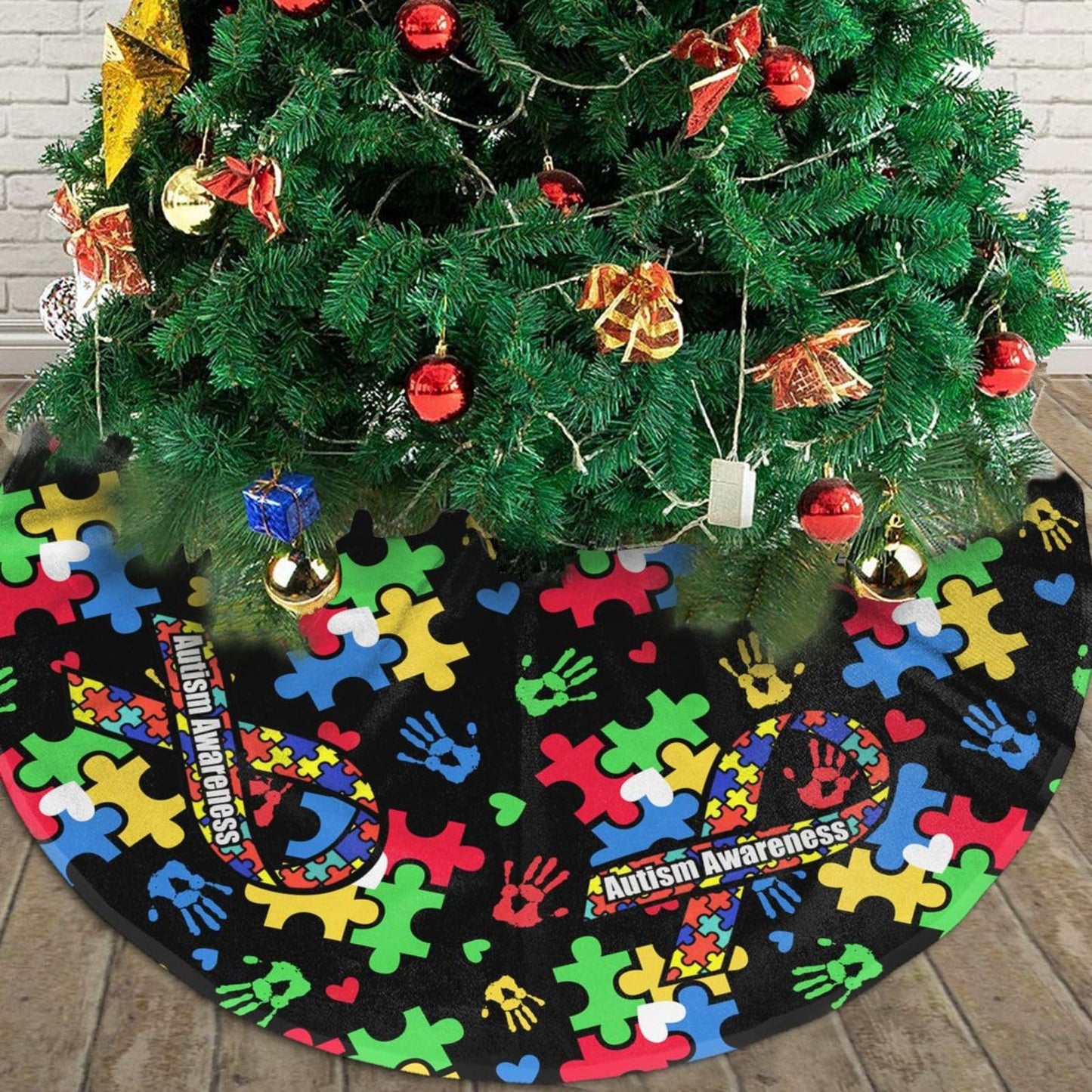 Autism Awareness Tree Skirt Christmas Tree Ornaments Tree Skirt for Christmas Decoration 30"