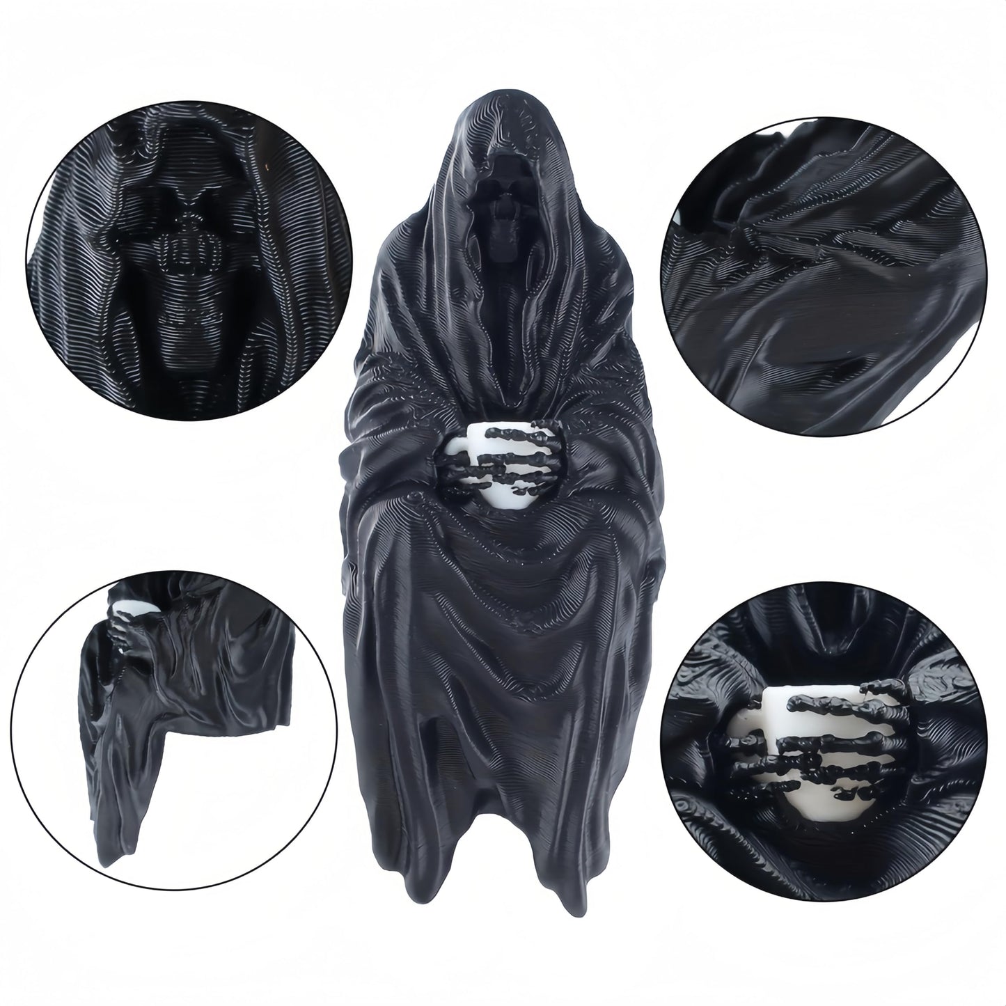 YOUSCPN 3 Pack Hallowen Gothic Decor Sitting Statue | Desktop 3D Printed Figure | 1Pack 4" Black & 2 Pack 2'' Purple Devil Hand Statues for Home Decoration