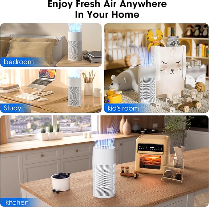Nuwave Air Purifiers for Home Large Room Up to 857ft², XXL Size H13 True HEPA Filter, 17dB Air Cleaner for Bedroom, 3 Fan Speeds, 360° Air Intake, Remove to 0.3 Micron Dust Smoke Pollutants Odor