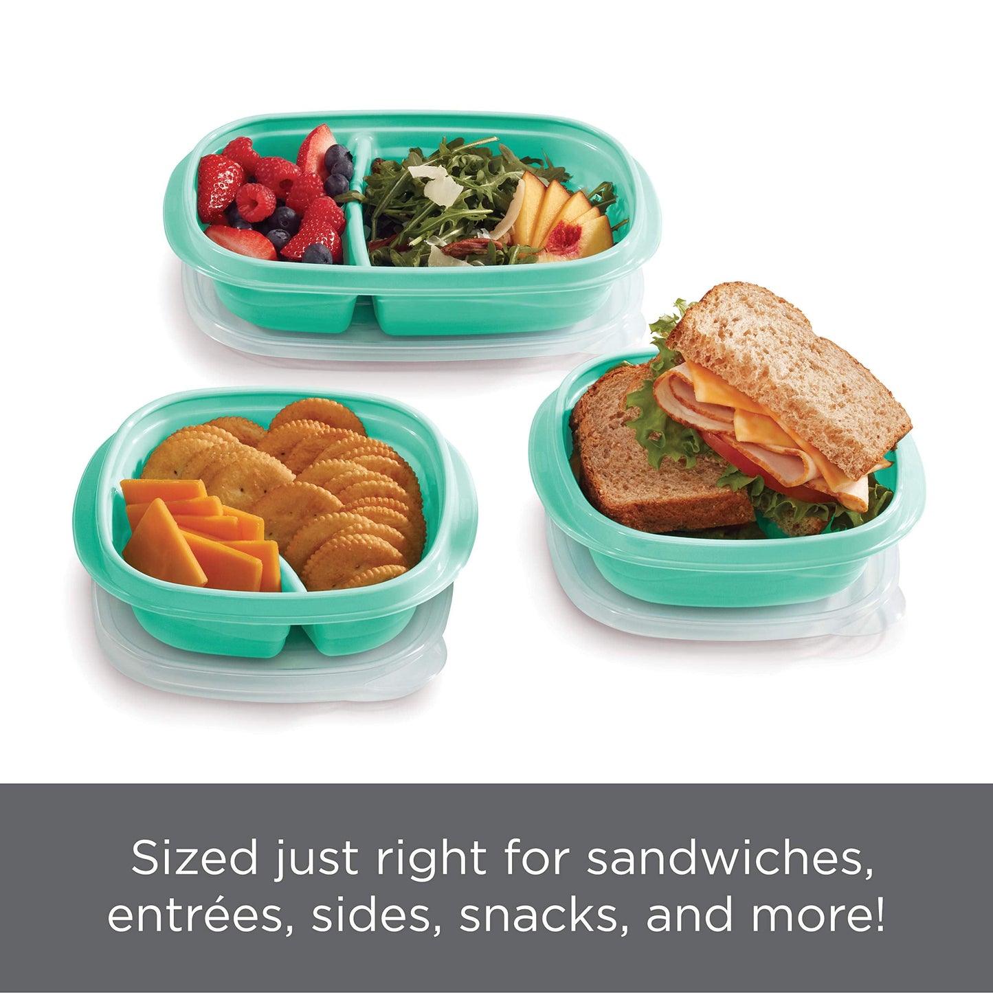 Rubbermaid 50-Piece Food Storage Containers Set with Lids, Teal Splash – Perfect for Lunch, Meal Prep, Leftovers & More – Top Rack Dishwasher Safe, BPA-Free Plastic