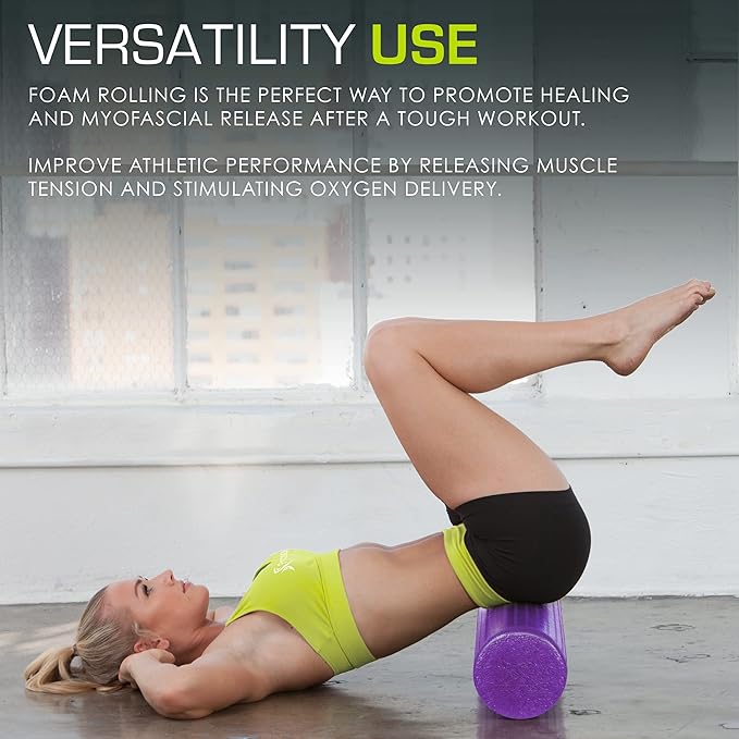 ProsourceFit High Density Foam Rollers 18 - inches Long, Firm Full Body Athletic Massager for Back Stretching, Yoga, Pilates, Post Workout Trigger Point Release, Pink