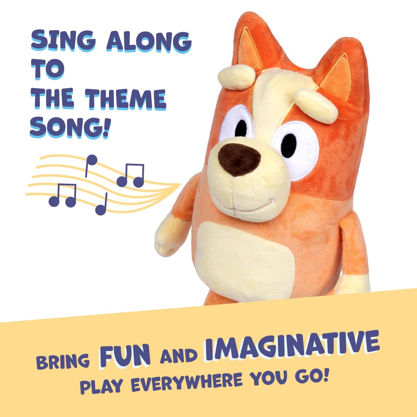 Bluey Sound Effects Talking Bingo Plush Toy, 13” Soft Bingo Toy, Interactive Stuffed Animal with 9 Different Phrases, Musical Toys for Kids