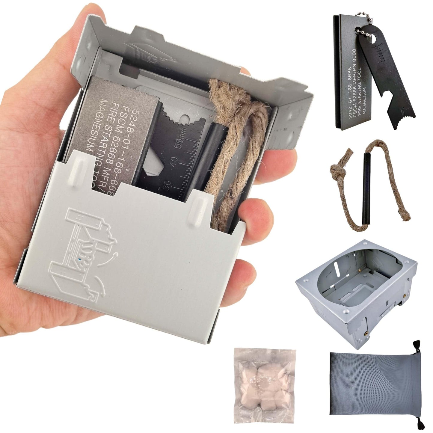 LoDinpo Survival Fire Starter Kit - Ferro Rod & Magnesium Fire Starter Compact Stove with Flint and Steel to Firestarter Fireplace Pit for Outdoor Camping Bushcraft Hiking Emergency Gadgets