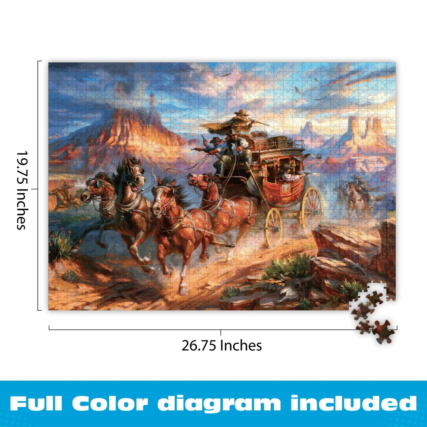 Buffalo Games – Blend COTA Wild Wild West 1000 Piece Jigsaw Puzzle, Western Action Art Puzzle for Adults in Premium Gift Box
