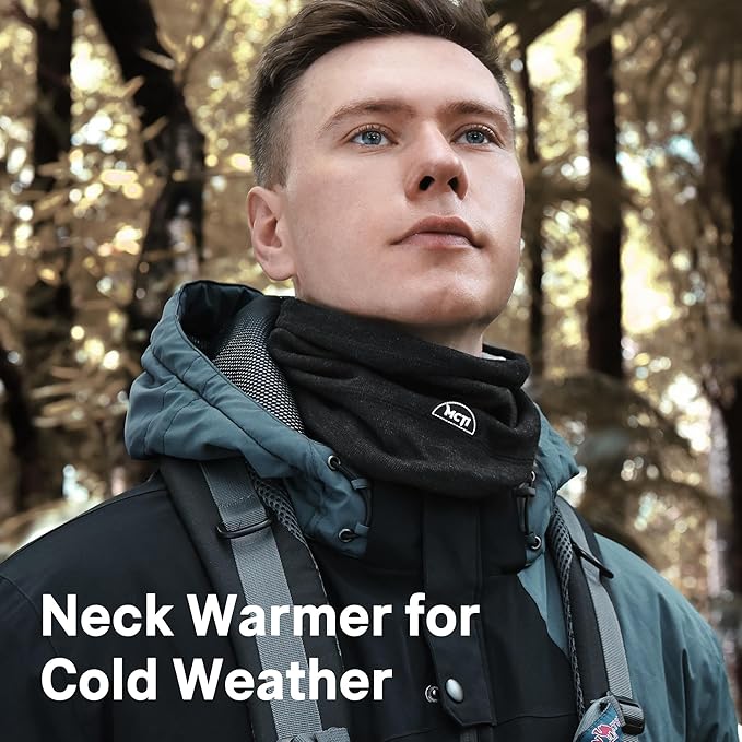 MCTi Neck Gaiter Warmer Winter Fleece Scarves Beanie Hat for Skiing Cycling Elastic Closure