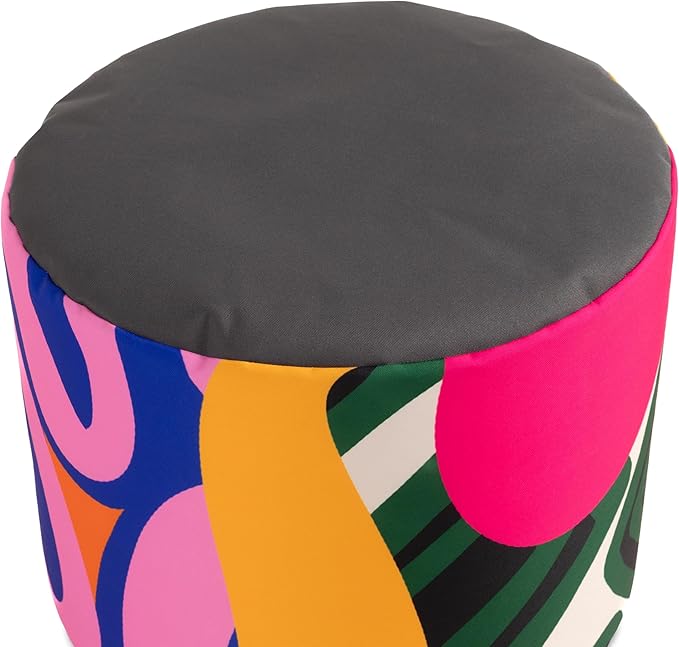 Jaxx Spring Indoor/Outdoor Bean Bag Pouf Ottoman, Zuri Multicolor Pattern