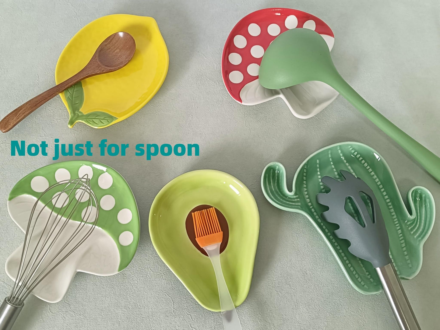 Ceramic Spoon Rest for Stove Top & Kitchen Counter Spoon Holder for Stove & Cooking Spoon Holder for Ladle Cute Spoon & Utensil Rest Spatula Rest, Mushroom Kitchen Decor & Accessories (Rustic Brown)