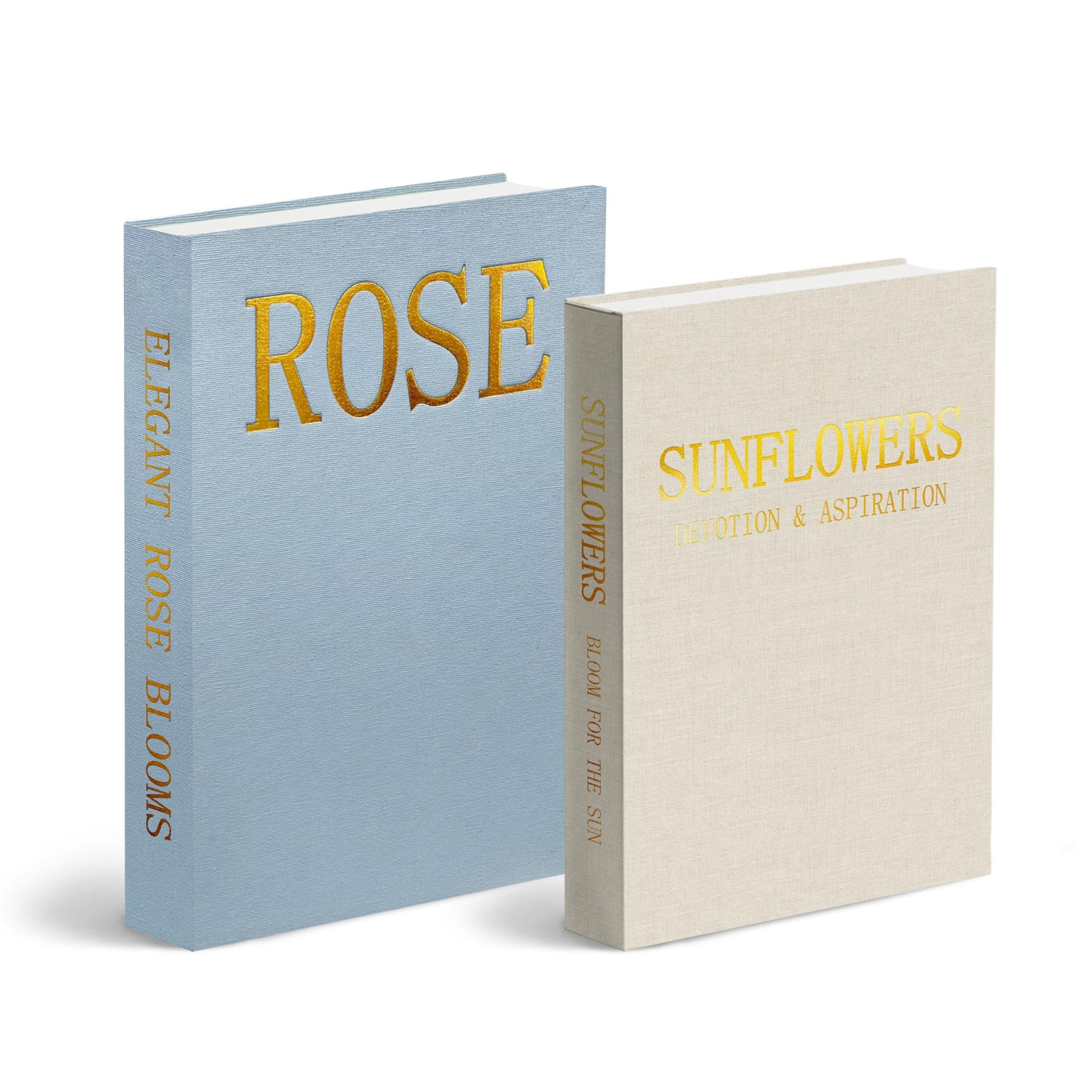 Sprsthai Premium Linen Decorative Book Box Set of 2 - Letter Gold Foil Embossed with Hidden Storage | Coffee Table, Bookshelf & Mantel Decor & Keepsake Organizer to Elevate Home Aesthetic,Blue