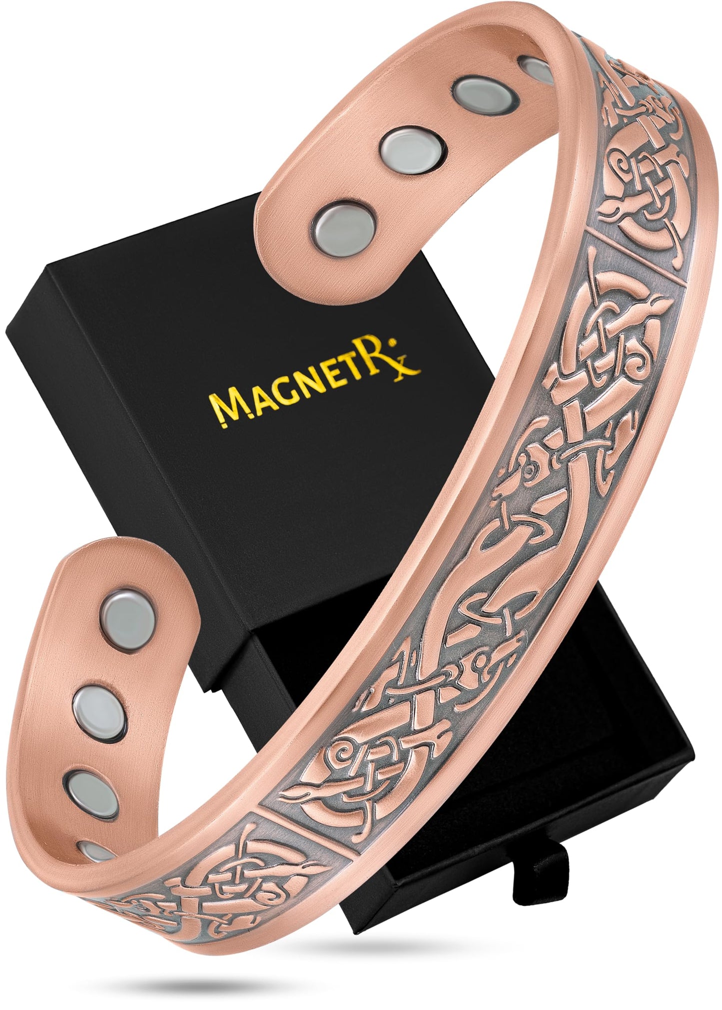 MagnetRX® Magnetic Copper Bracelets for Men – Effective 99.9% Pure Copper Bracelet for Men – Adjustable Copper Magnetic Bracelets (Viking)