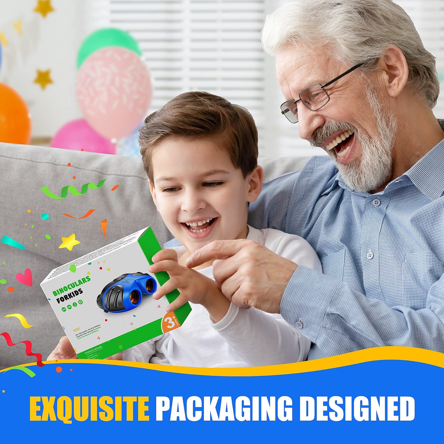 LET'S GO! Best Toys for 3-8 Year Old Boy, Easter Compact Waterproof Binocular for Kids Boys Brithday Christmas Stocking Stuffers for Kids 8-12 Gifts for 5-7 Year Old Boy Toys