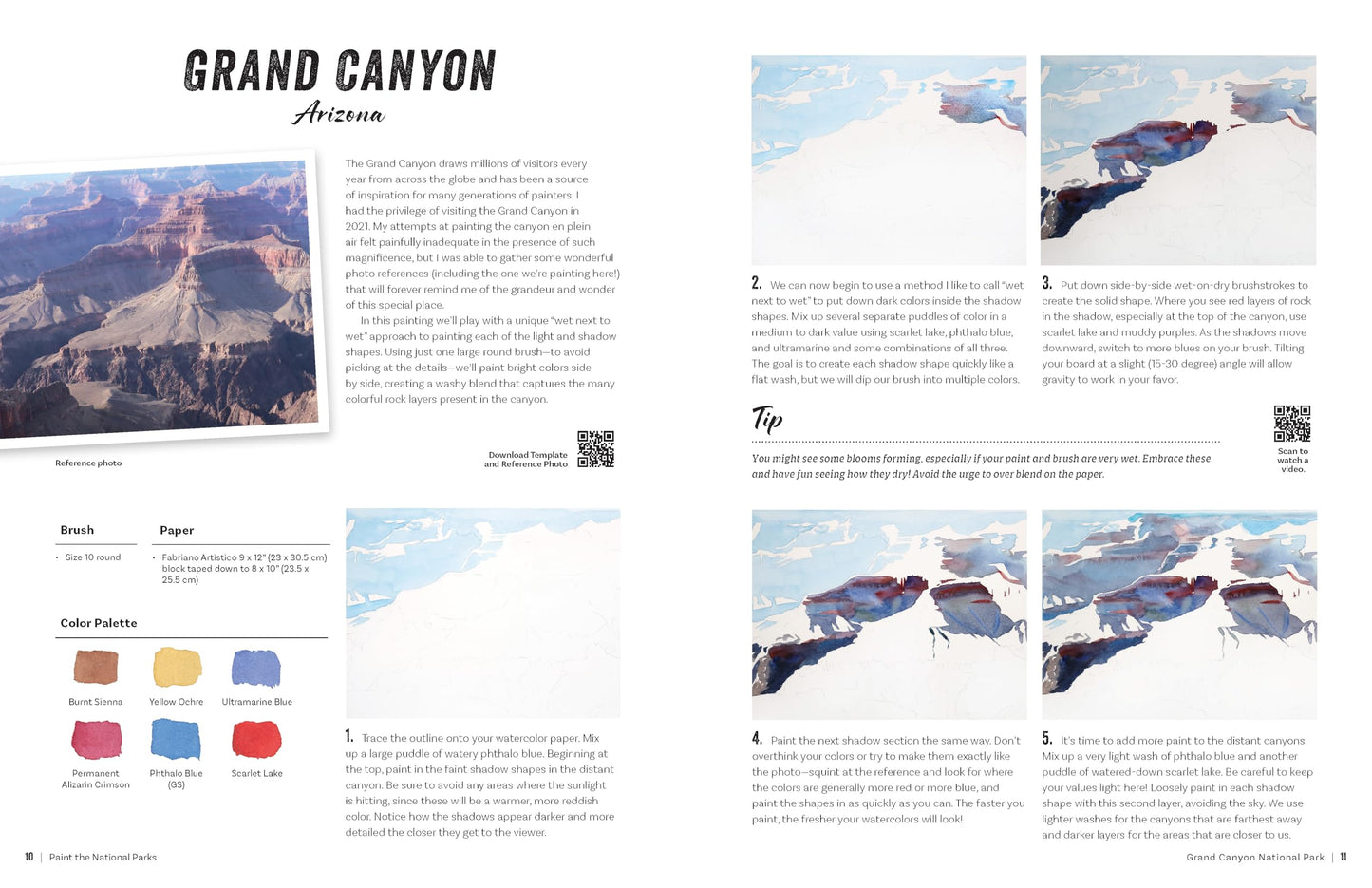 Paint the National Parks: A Watercolor Journey - Includes traceable templates and video tutorials
