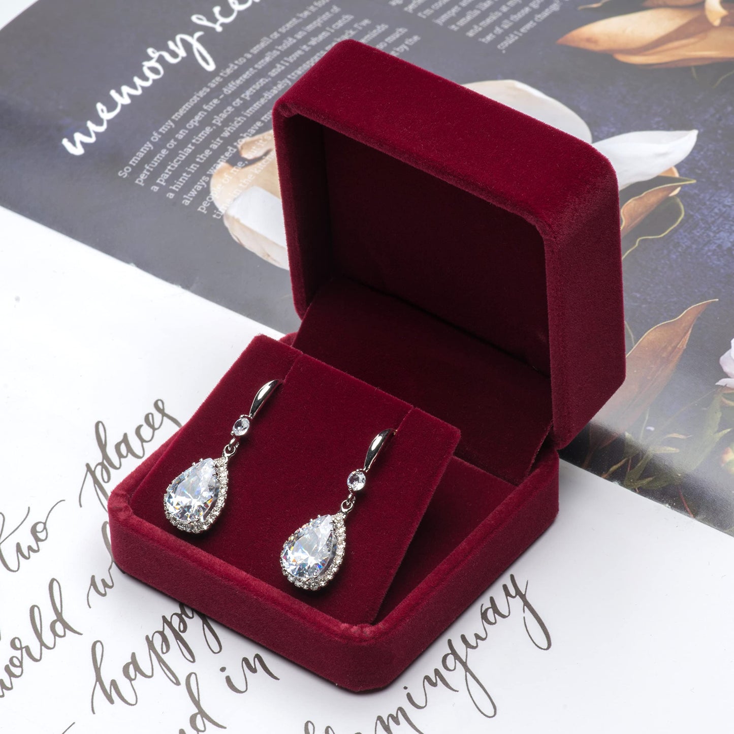 Giftop Velvet Earring Gift Boxes Jewelry Box (Red)