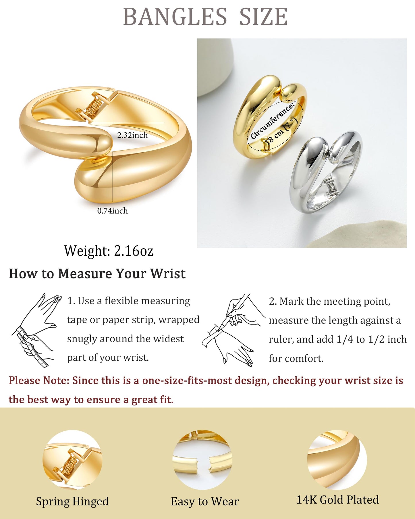 AYWFCBF Silver Bangles for Women, 2pcs Trendy Bracelet Stack Hinged Open Cuff Silver Bracelets for Women