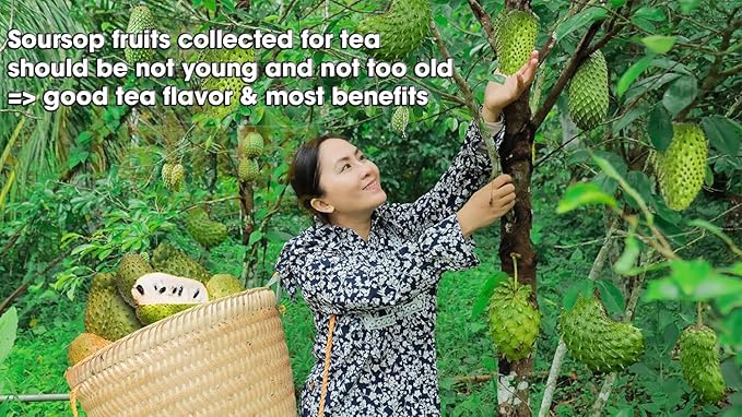 Soursop Tea Bags, Aroma & Sweetness - 100% Pure Soursop Fruits, 0% Dried Sour sop Leaves (Hojas De Guanabana, Graviola), Health Herbal Tea.