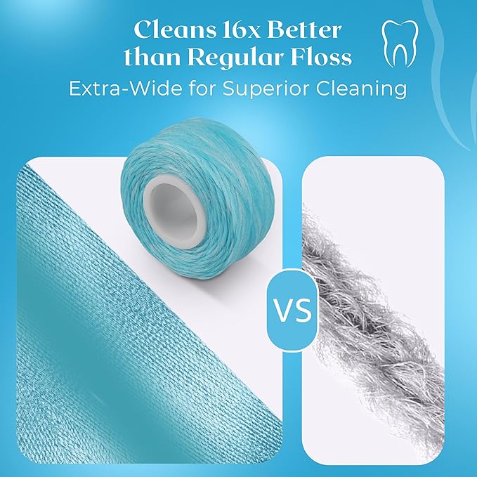 3-Pack Woven Dental Floss - Strawberry, Mint & Coconut Floss Dental Floss - Shred Resistant, Extra Wide Woven Floss Dental, Gentle On Gums, 33 Yards Each