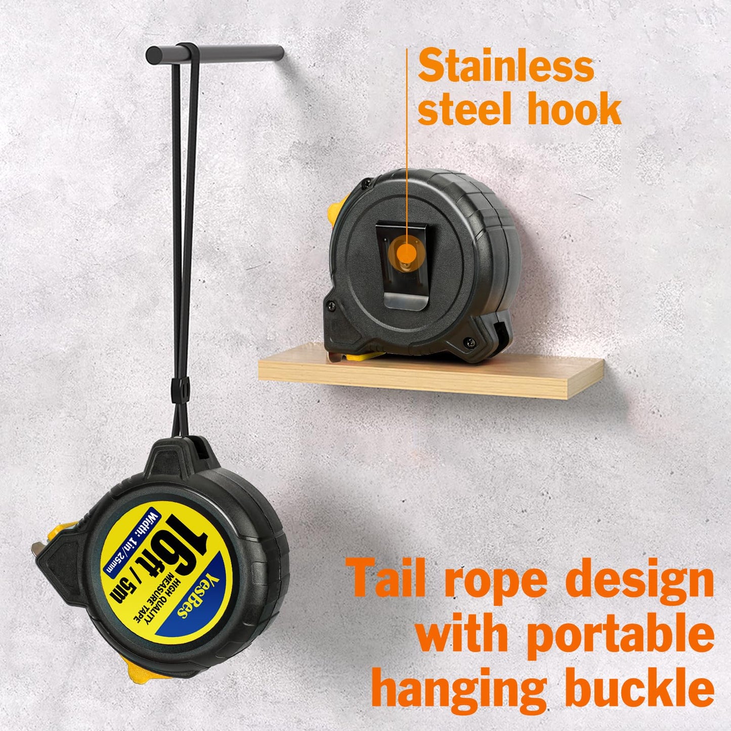 Tape Measure 16 ft, 8 Pack Bulk Easy Read Measurement Tape, Self-Locking Measuring Tape Retractable 16 FT by 1 in